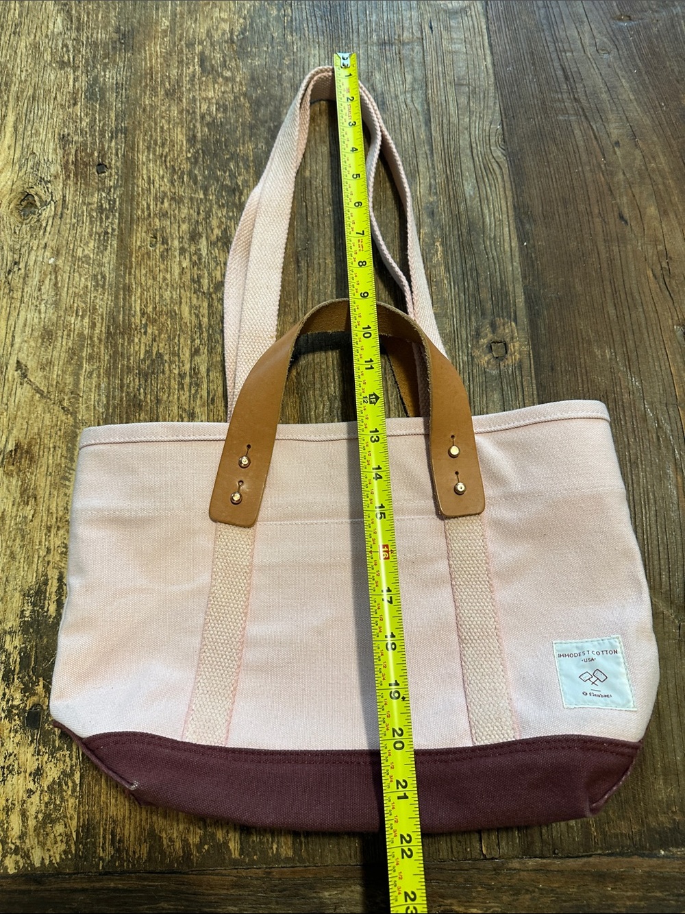 IMMODEST COTTON pink canvas tote bag - Picture 3 of 8